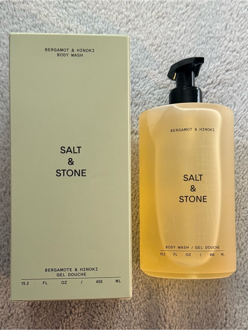NIB Full Size Salt & Stone Bergamot & Hinoki Body Wash 15.2 oz